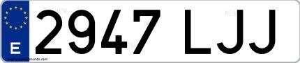Ejemplo de matrícula española 2947 LJJ