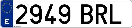 Ejemplo de matrícula española 2949 BRL