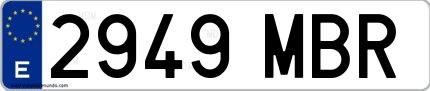 Ejemplo de matrícula española 2949 MBR