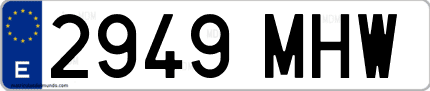 Ejemplo de matrícula de coche ordinaria 2949 MHW