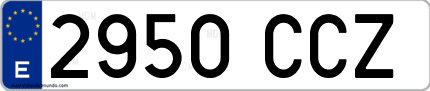 Ejemplo de matrícula de coche ordinaria 2950 CCZ