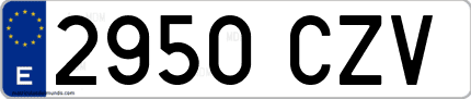 Ejemplo de matrícula de coche ordinaria 2950 CZV