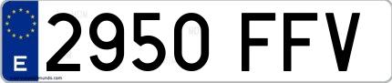 Ejemplo de matrícula española 2950 FFV