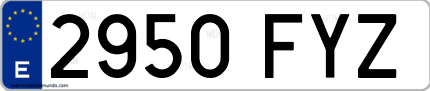 Ejemplo de matrícula de coche ordinaria 2950 FYZ