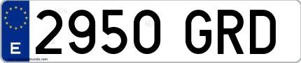 Ejemplo de matrícula española 2950 GRD