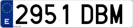 Ejemplo de matrícula española 2951 DBM