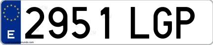 Ejemplo de matrícula española 2951 LGP