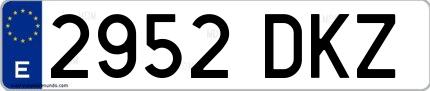 Ejemplo de matrícula española 2952 DKZ