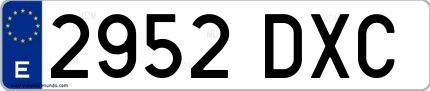 Ejemplo de matrícula española 2952 DXC