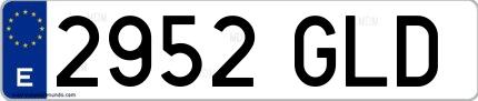 Ejemplo de matrícula española 2952 GLD