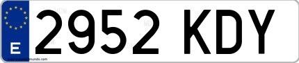 Ejemplo de matrícula española 2952 KDY