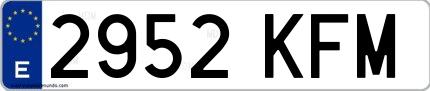 Ejemplo de matrícula española 2952 KFM