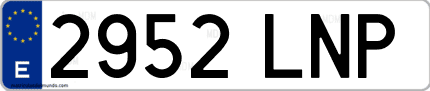 Ejemplo de matrícula de coche ordinaria 2952 LNP