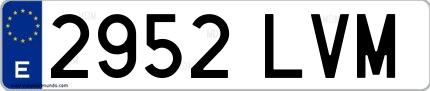 Ejemplo de matrícula española 2952 LVM