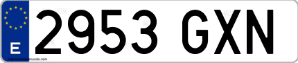 Ejemplo de matrícula de coche ordinaria 2953 GXN