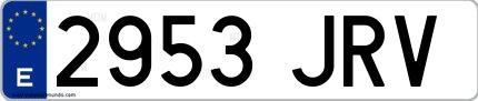Ejemplo de matrícula española 2953 JRV