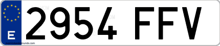 Ejemplo de matrícula de coche ordinaria 2954 FFV