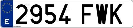 Ejemplo de matrícula española 2954 FWK