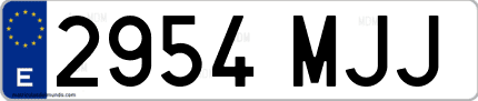 Ejemplo de matrícula de coche ordinaria 2954 MJJ
