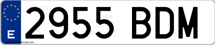 Ejemplo de matrícula de coche ordinaria 2955 BDM