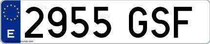 Ejemplo de matrícula española 2955 GSF