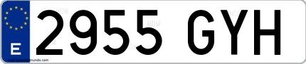Ejemplo de matrícula española 2955 GYH