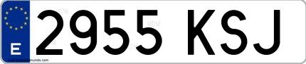 Ejemplo de matrícula española 2955 KSJ