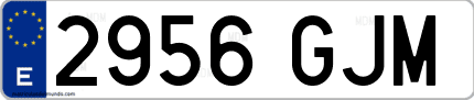 Ejemplo de matrícula de coche ordinaria 2956 GJM