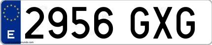 Ejemplo de matrícula española 2956 GXG