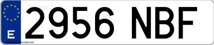 Ejemplo de matrícula española 2956 NBF