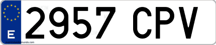 Ejemplo de matrícula de coche ordinaria 2957 CPV