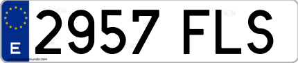 Ejemplo de matrícula de coche ordinaria 2957 FLS