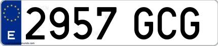 Ejemplo de matrícula española 2957 GCG