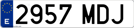Ejemplo de matrícula de coche ordinaria 2957 MDJ