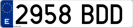Ejemplo de matrícula de coche ordinaria 2958 BDD
