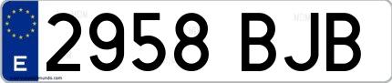 Ejemplo de matrícula española 2958 BJB