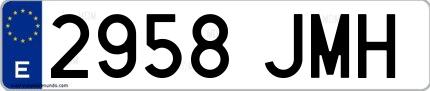 Ejemplo de matrícula española 2958 JMH