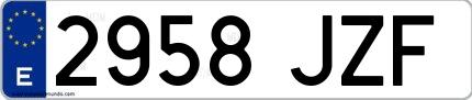 Ejemplo de matrícula española 2958 JZF