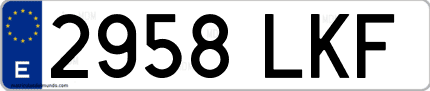 Ejemplo de matrícula de coche ordinaria 2958 LKF
