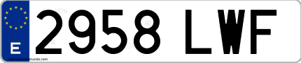 Ejemplo de matrícula de coche ordinaria 2958 LWF