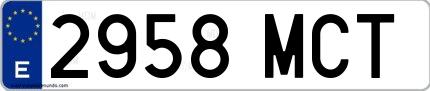 Ejemplo de matrícula española 2958 MCT