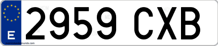 Ejemplo de matrícula de coche ordinaria 2959 CXB