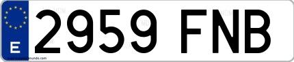 Ejemplo de matrícula española 2959 FNB