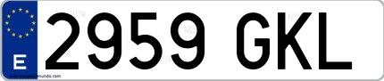 Ejemplo de matrícula española 2959 GKL