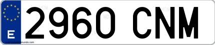 Ejemplo de matrícula española 2960 CNM