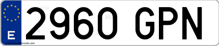 Ejemplo de matrícula de coche ordinaria 2960 GPN