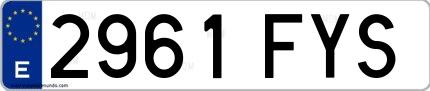 Ejemplo de matrícula española 2961 FYS