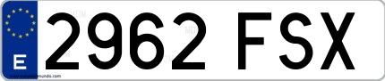 Ejemplo de matrícula española 2962 FSX