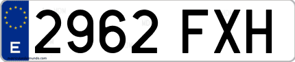 Ejemplo de matrícula de coche ordinaria 2962 FXH