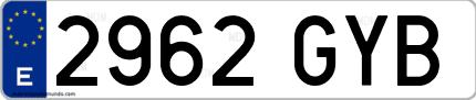 Ejemplo de matrícula de coche ordinaria 2962 GYB